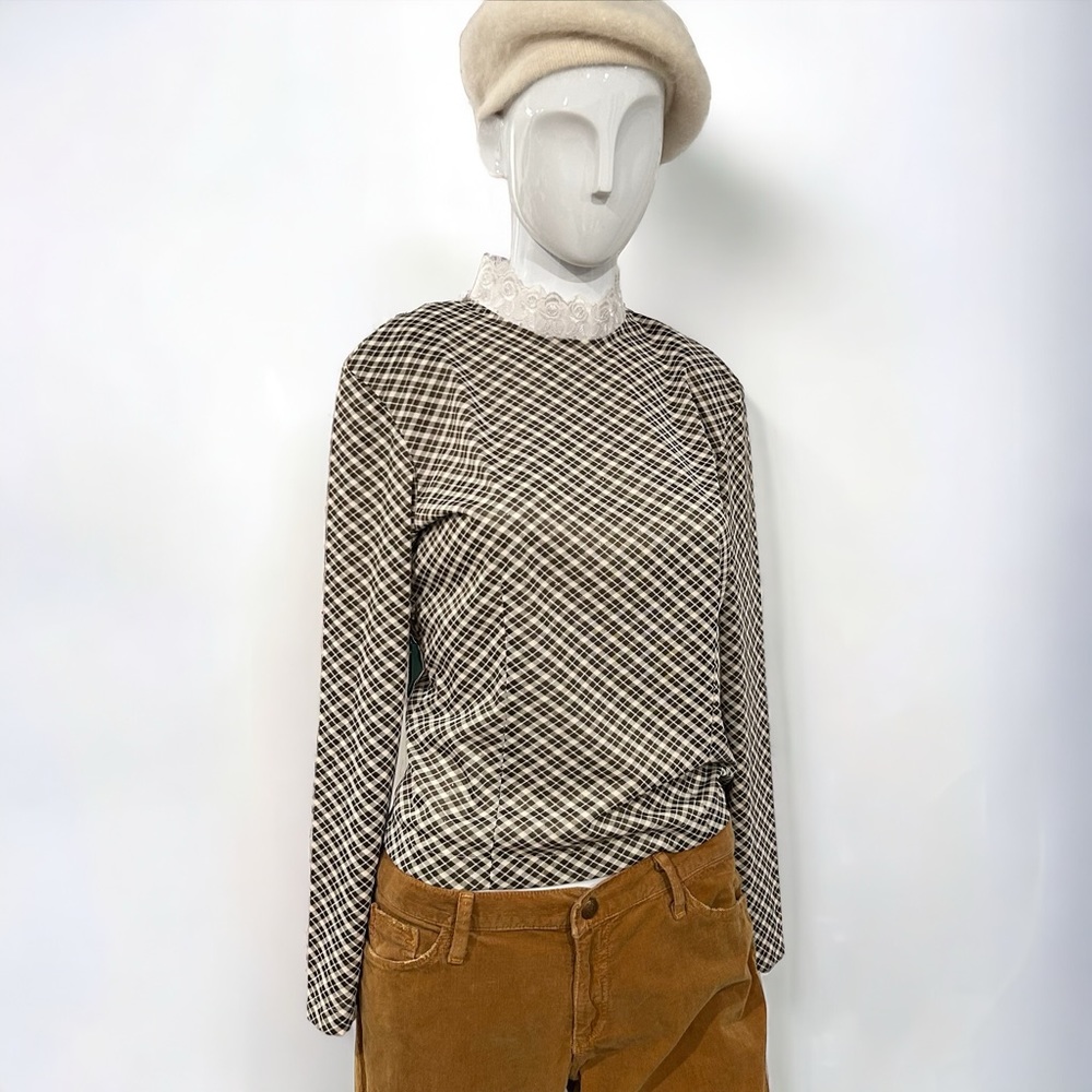 Vintage Plaid Button Down Blouse